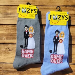 NWT Foozy's Men's Game Over Socks - Gray and Light Blue